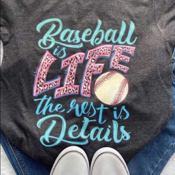 Baseball is Life Leopard Graphic Tee Shirt - Picture 2 of 2